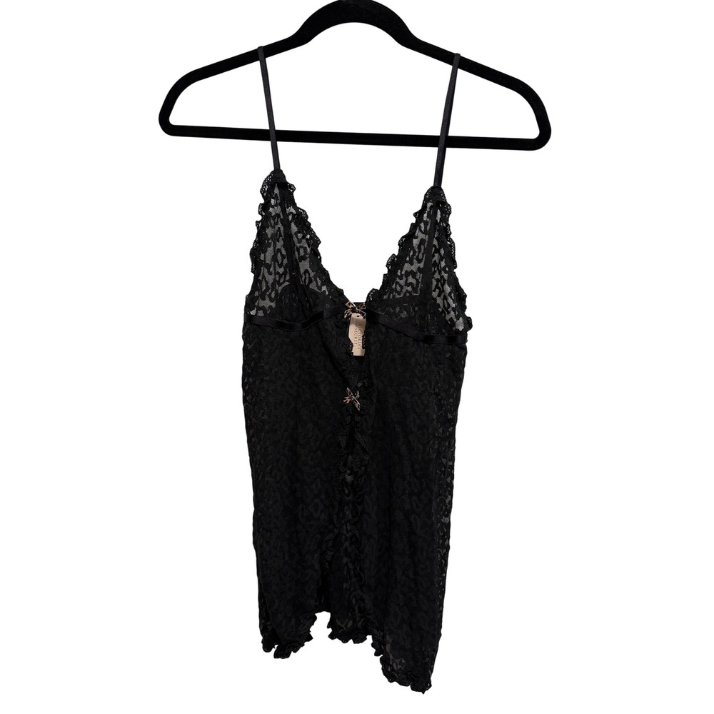Victoria's Secret The Lacie Black Leopard Lace Babydoll Lingerie Top Large NWT